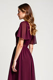 Cabernet A Line Lace Round Neck Midi Wedding Guest Dress