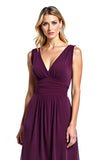 Purple V-Neck Long Wedding Guest Dress With Slit