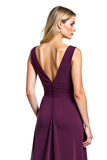 Purple V-Neck Long Wedding Guest Dress With Slit