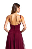 Burgundy Spaghetti Straps Long Wedding Dress Dress