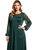 Pine Long Sleeve Lace A Line Formal Dress