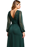 Pine Long Sleeve Lace A Line Formal Dress