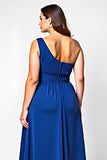 Royal Blue One Shoulder Plus Size Formal Dress