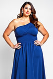 Royal Blue One Shoulder Plus Size Formal Dress