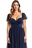 Navy A Line Ruched Long Formal Dress