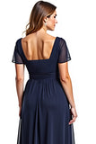 Navy A Line Ruched Long Formal Dress