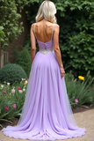 A Line Lilac Spaghetti Straps Organza Prom Dress