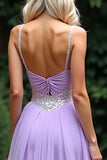 A Line Lilac Spaghetti Straps Organza Prom Dress