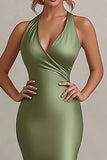 Green Halter Mermaid Long Formal Dress