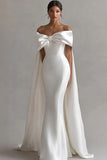 White Off The Shoulder Mermaid Long Formal Dress