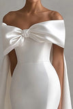 White Off The Shoulder Mermaid Long Formal Dress