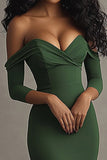 Green Off The Shoulder Mermaid Long Formal Dress