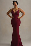 Burgundy Mermaid Long Formal Dress