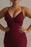 Burgundy Mermaid Long Formal Dress