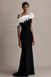 Mermaid One Shoulder Long Black Tie Dress