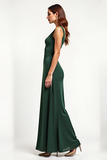 V-Neck Green Sheath Long Wedding Guest Dress