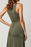 Green Sheath Wedding Guest Dress With Slit