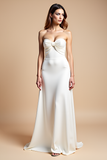 White Sweetheart Sheath Long Formal Dress