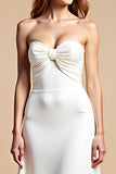 White Sweetheart Sheath Long Formal Dress