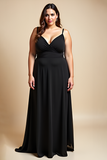 Black A Line Plus Size Bridesmaid Dress