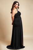 Black A Line Plus Size Bridesmaid Dress