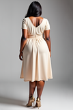 Champagne A Line Plus Size Midi Wedding Guest Dress