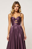 Purple Sweetheart A Line Cut Out Long Prom Dress