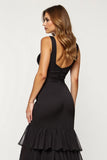 Black Mermaid Tiered Ruffled Prom Dress