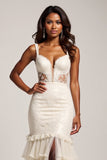 Lace Mermaid Light Champagne Prom Dress