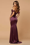 Off The Shoulder Mermaid Long Purple Prom Dress With Slit