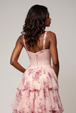 Fairy Corset A Line Lace Long Blush Flower Prom Dress