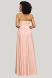 A Line Strapless Blush Maxi Dress