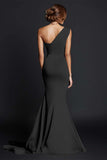 One Shoulder Mermaid Khaki Formal Dress