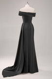 Off the Shoulder Satin Champagne Formal Dress with Drape