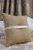 Grey Linen Lace Bowknot Ring Bearer Pillow