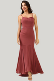 Desert Rose Spaghetti Straps Mermaid High Low Dress