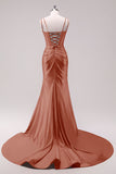 Fuchsia Ruched Corset Mermaid Prom Dress with Slit