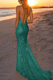 Sparkly Backless Silver Mermaid Formal Dress