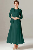 A-Line Champagne Chiffon 2-Piece Mother of the Bride Dress