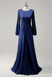 Modest Long Sleeve Round Neck Sage Bridesmaid Dress