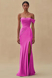 Purple Off the Shoulder Mermaid Long Formal Dress with Slit