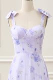 Lilac Corset Floral A Line Maxi Dress with Lace Up Back