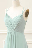 Matcha A-Line Spaghetti Straps Backless Pleated Maxi Dress