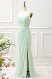 Matcha A Line Spaghetti Straps Satin Maxi Dress with Lace Up Back