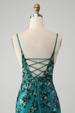 Sparkly Dark Green Beaded Sequins Bodycon Mini Dress with Lace-up Back