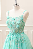 Sparkly Green A Line Corset Tulle Appliques Mini Dress