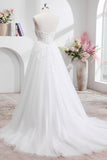 Princess Off The Shoulder Sweep Train Tulle Corset Wedding Dress with Appliques