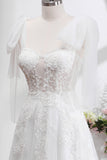 Princess White A-Line Lace Up Back Corset Wedding Dress with Appliques Lace